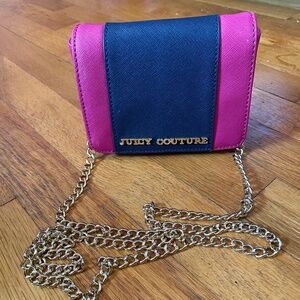 Juicy Couture Bag | Mini Crossbody with Chain | Navy Blue & Pink